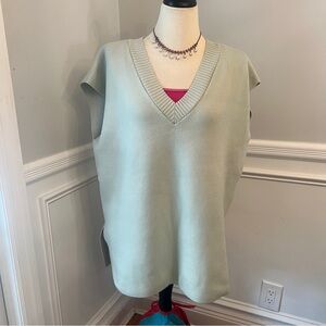 Zara Tunic Top Women's Silver Sage Sweater Vest M V-Neck Sleeveless NWOT